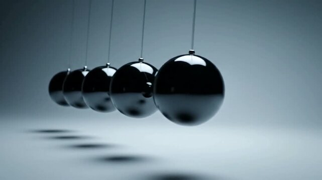 Newtons Cradle Pendulums in Motion.