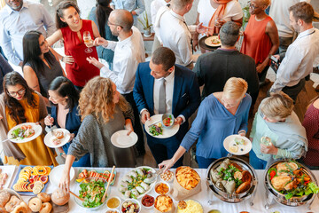 Fototapeta na wymiar Lively gathering with diverse guests.