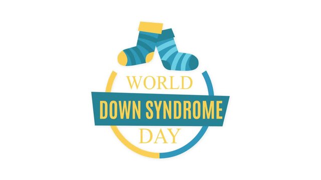 World Down Syndrome Day Awareness Banner with Socks in Blue and Yellow Colors