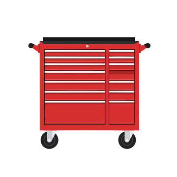 Red Toolbox with Drawers and Wheels