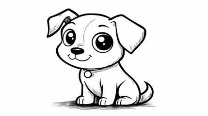 Obraz premium Cute Cartoon Puppy Dog Sitting and Smiling.