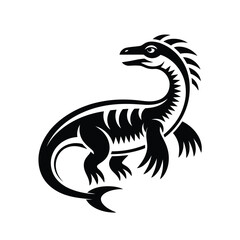 Obraz premium Stylized black and white illustration of a velociraptor dinosaur