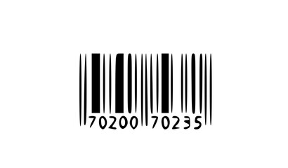A black and white barcode vector graphic on a plain background