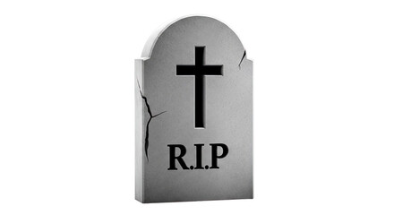 Fototapeta premium Cracked Tombstone with Cross and RIP Engraving