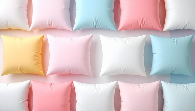Abstract pastel cushion tiles arranged in a soft geometric pattern with smooth textures and calming colors. Ideal for modern backgrounds, minimal design projects, digital wallpapers.