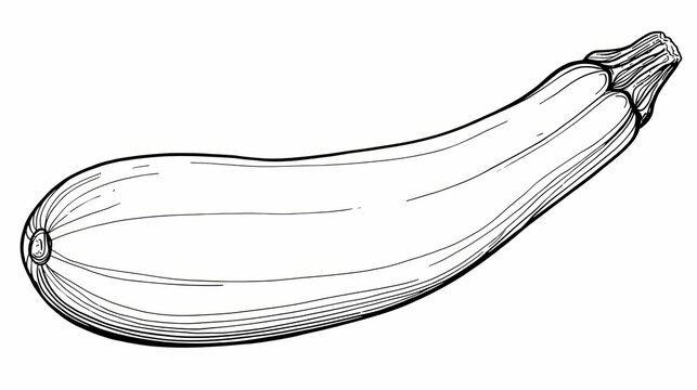 Hand-drawn illustration of a fresh zucchini vegetable in black and white.