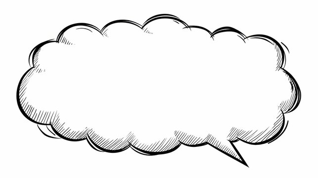 Hand-drawn sketch of a blank speech bubble for comic or graphic design.