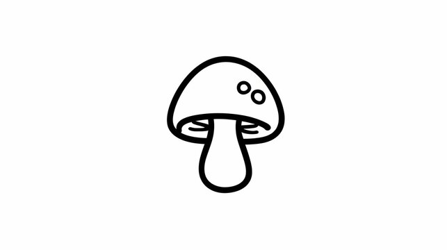 Simple Outline Drawing of a Cute Mushroom Icon.