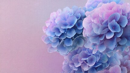 Obraz premium Soft Blue and Purple Hydrangea Floral Illustration with Copy Space