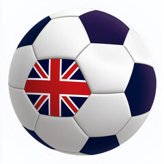 Obraz premium Soccer ball with British flag design on white background