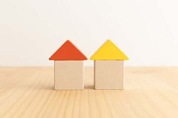 積み木の家　シンプルでナチュラルな家の背景素材　二世帯住宅