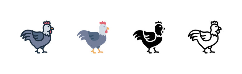 rooster icon. male chicken bird. farm livestock. poultry breeding. various style icon design. vector illustration © andinur