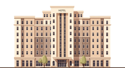 Fototapeta premium Modern hotel building exterior isolated on white background