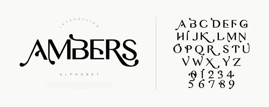 Ambers unique decorative display font with artistic curves for creative poster branding and vintage modern logo