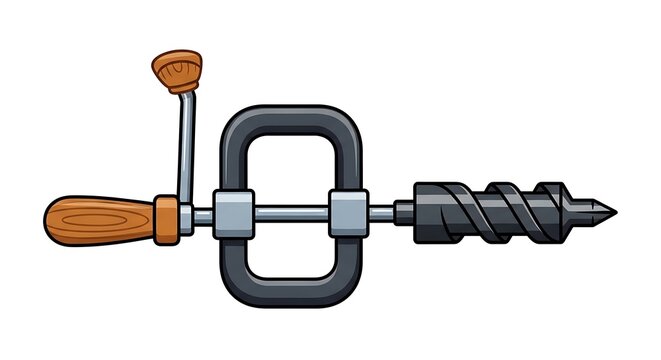 Hand Auger Drill Tool for Woodworking.