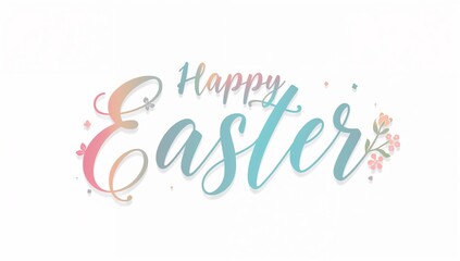 Obraz premium Elegant Happy Easter Calligraphy Script Typography Isolated on White