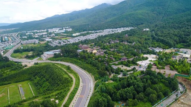 Mountain Valley City Aerial Landscape View