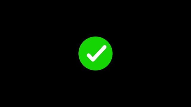 Green Checkmark Animation on Black Background Highlighting Confirmation and Approval with Modern Flat