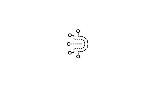 Animated Abstract Dotted Curve Lines Forming Minimalist Smiley Face With Circular