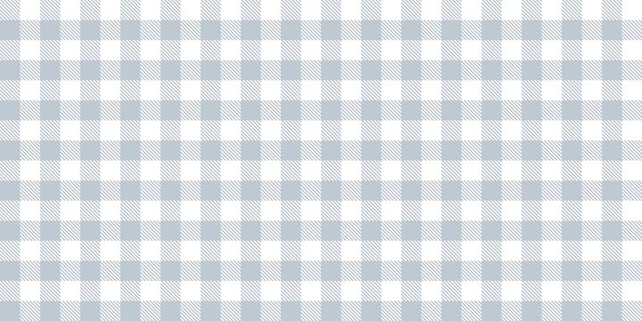Seamless light grey and white Gingham checkered pattern. Classic rustic buffalo plaid fabric texture background for textile, wrapping, and digital wallpaper design.