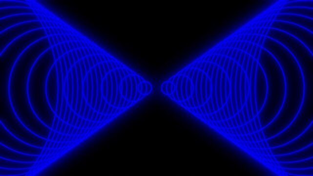 Blue Glowing rings are oriented at a precise 45-degree angle, creating a dynamic sense of depth and symmetry. Perfect for technology presentations, music visuals, or high-tech background overlays.