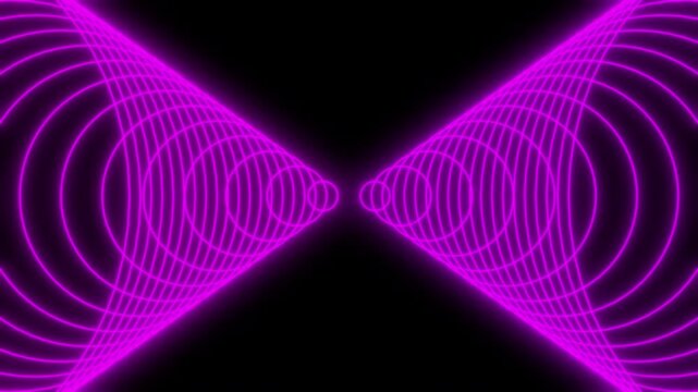 Purple Glowing rings are oriented at a precise 45-degree angle, creating a dynamic sense of depth and symmetry. Perfect for technology presentations, music visuals, or high-tech background overlays.