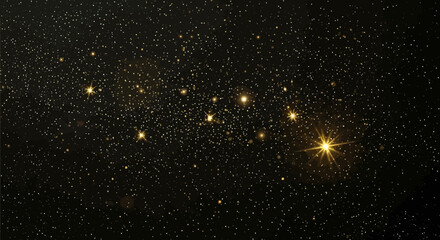 Starry universe particles in dark space night sky with glowing dust, stars, snow-like light, galaxy starfield and winter celebration atmosphere © Rizky