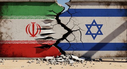 Fototapeta premium israel flag and iran flag