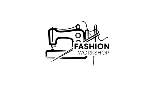 Fashion Workshop Logo with Sewing Machine.