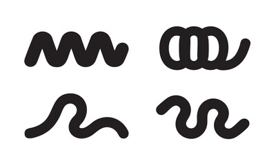 Obraz premium Hand-drawn wavy and squiggly black line silhouettes