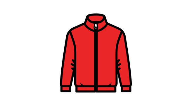 Red Jacket with Black Zipper Illustration.