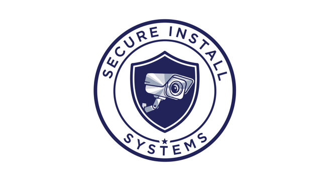 Security Shield Logo with CCTV Camera.