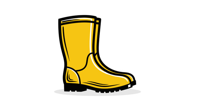 Yellow Rain Boot Illustration Isolated White.