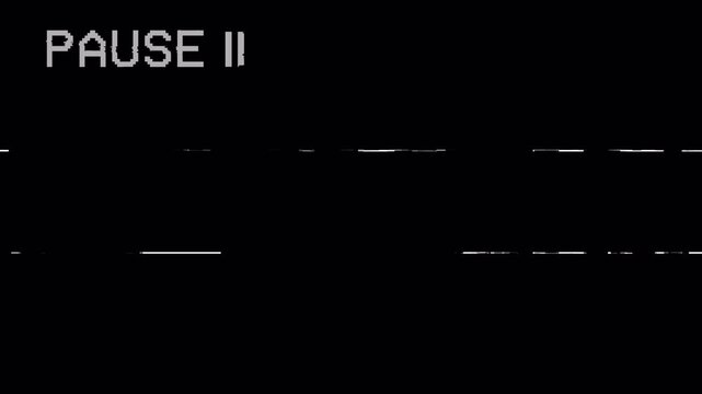 Retro VHS Pause Screen Overlay with Glitch Effects and Tracking Lines 4k video animation seamless loop