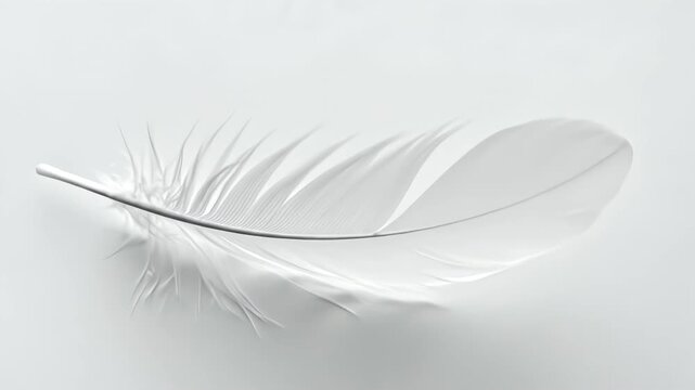 A soft white feather on a clean, minimalist background.