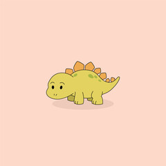 Cute cartoon stegosaurus dinosaur character in flat vector style, isolated on a soft pink background © rochmuch