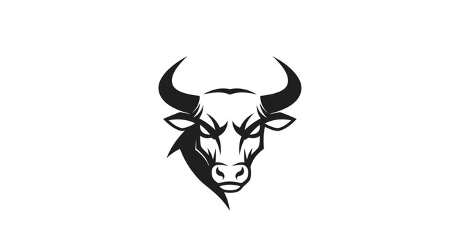 Angry Bull Head Silhouette Icon, Aggressive Animal Symbol, Power and Strength