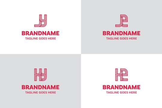 Letters JY JZ KY KZ Line Logo Set, for YJ ZJ YK ZK Initials