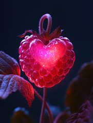 A Valentine&acirc;&euro;&trade;s berry glowing pink and red, shaped like a tiny candy heart 