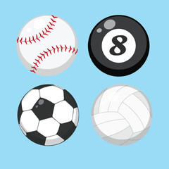 Game Balls Set &ndash; Sports Equipment Vector Illustration Collection
