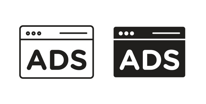 Ad icon in line design. Editable stroke icon.