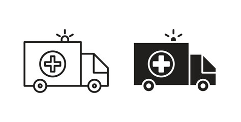 Ambulance icon in line design. Editable stroke icon. © kia