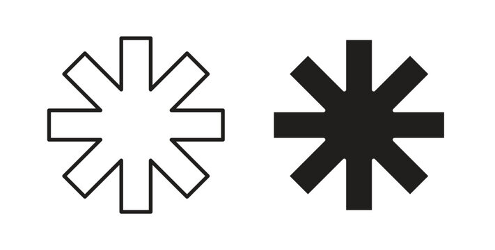 Asterisk icon in line design. Editable stroke icon.