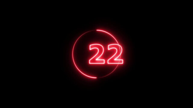futuristic glowing neon number 24 animation on black background digital numeric motion graphics element for countdown intro video editing
