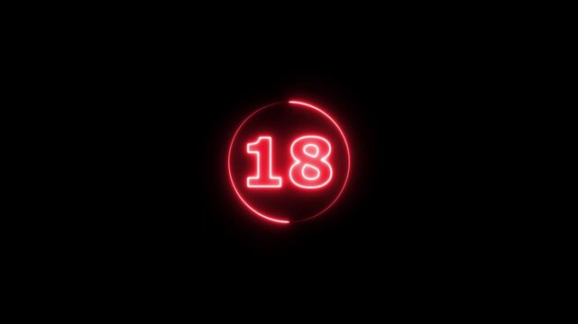 futuristic neon glowing number 14 animation on black background digital numeric motion graphics element for video editing intro countdown