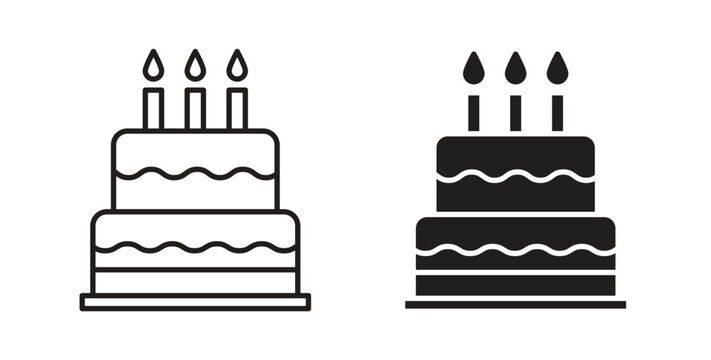 Cake birthday icon in line design. Editable stroke icon.