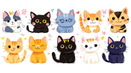Fototapeta premium Funny Kittens in Love Vector Art.