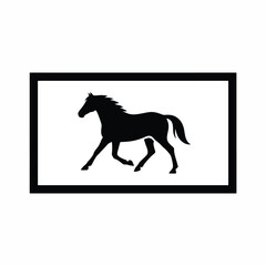 Fototapeta premium Black Silhouette of Running Horse Icon.