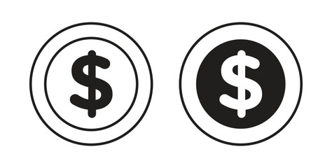 Fototapeta premium Coin icon in line design. Editable stroke icon.