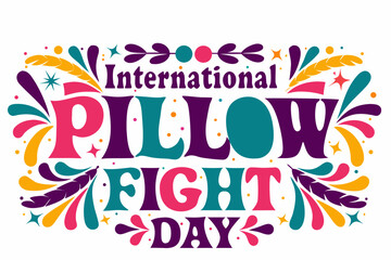 Obraz premium Pillow Fight Celebration Vector, International Pillow Fight Day Fun Illustration